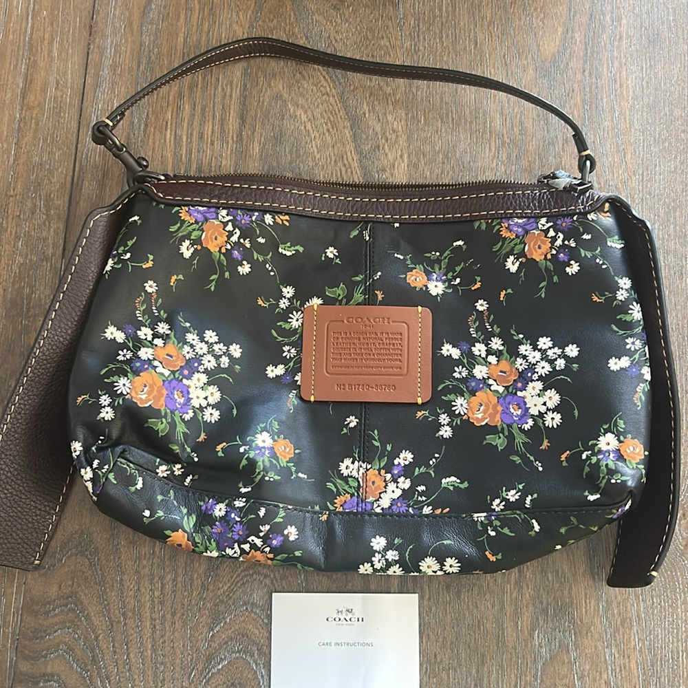 1941 Coach Floral Purse, Smooth Leather with Care Card